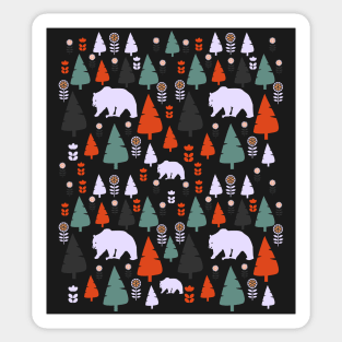 Bear forest at night Sticker